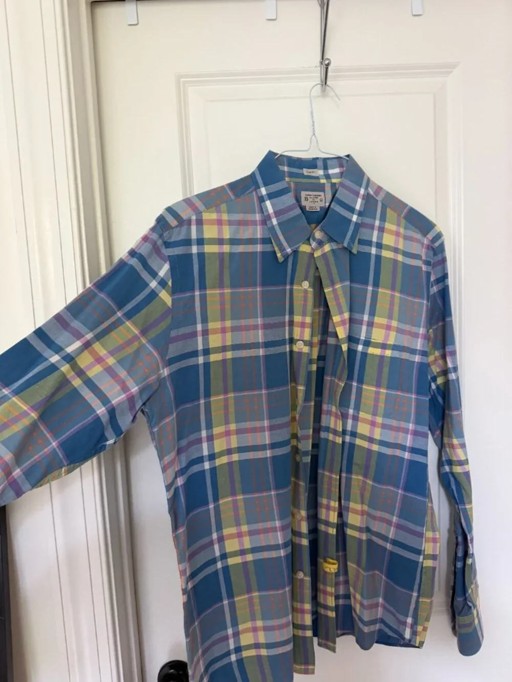 J.Crew Slim Fit Summer Plaid Button-Down Shirt Men's L Blue